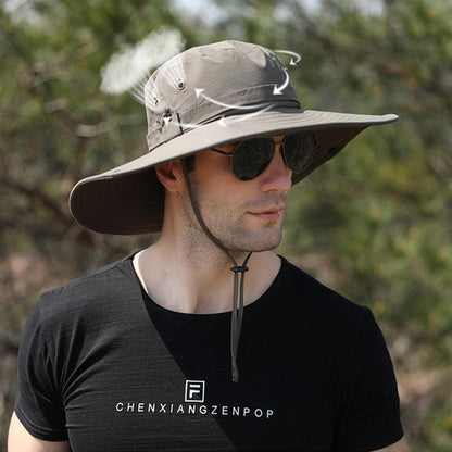 Outdoor Uv Protection Sun Hat Wide Brim Cap Quick-Drying Hat For Fishing Hiking - Navy