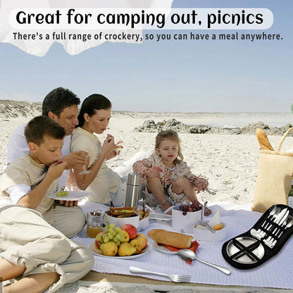 10 Piece Camping Cutlery Set for 2 People - Red