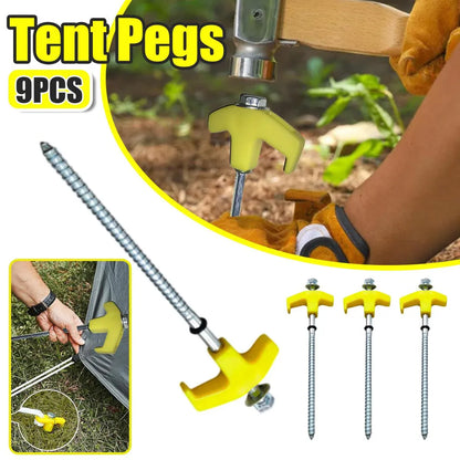 9 Pack Carbon Steel Tent Pegs M8 x 200mm