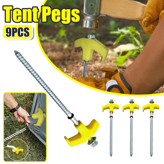 9 Pack Carbon Steel Tent Pegs M8 x 200mm
