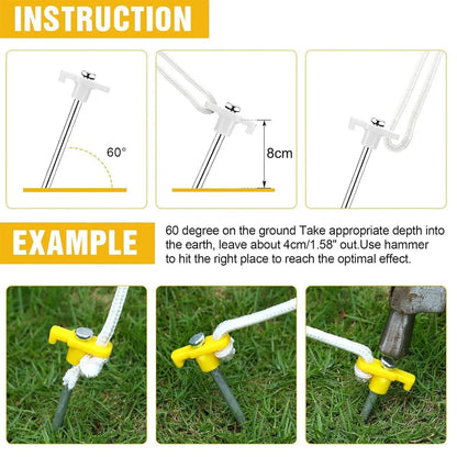 9 Pack Carbon Steel Tent Pegs M8 x 200mm
