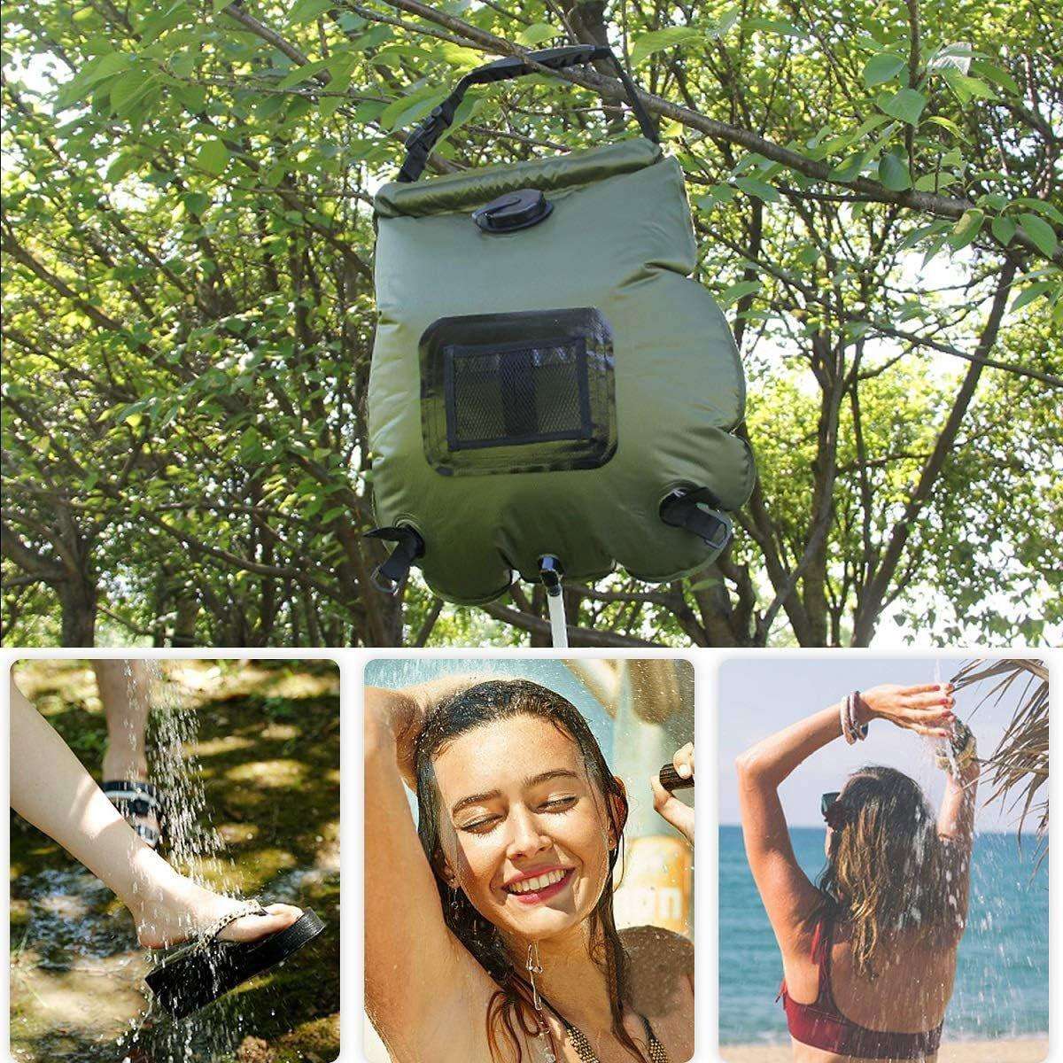 20L Camp Shower Bag Solar Heat Water Pipe Portable Camping Hiking Travel Outdoor