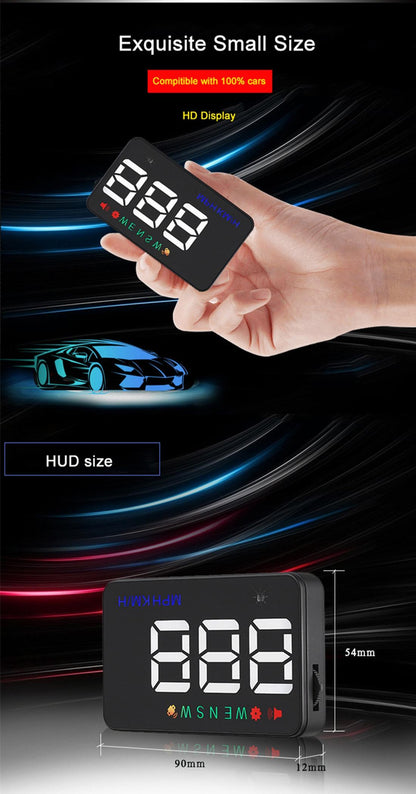 3.5 Inch Car Hud With Gps 2 Display Modes Light Sensors Speed & Compass Speed Alarm - Green Light