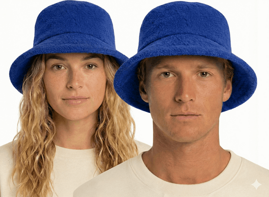 100% Cotton Terry Towelling Bucket Hat Daggy Fishing Camping Lad Cap in Blue - Large