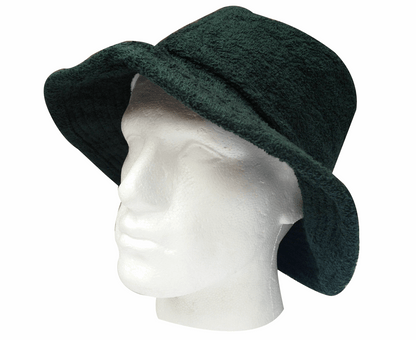 100% Cotton Terry Towelling Bucket Hat Daggy Fishing Camping Lad Cap in Bottle Green - X-Large