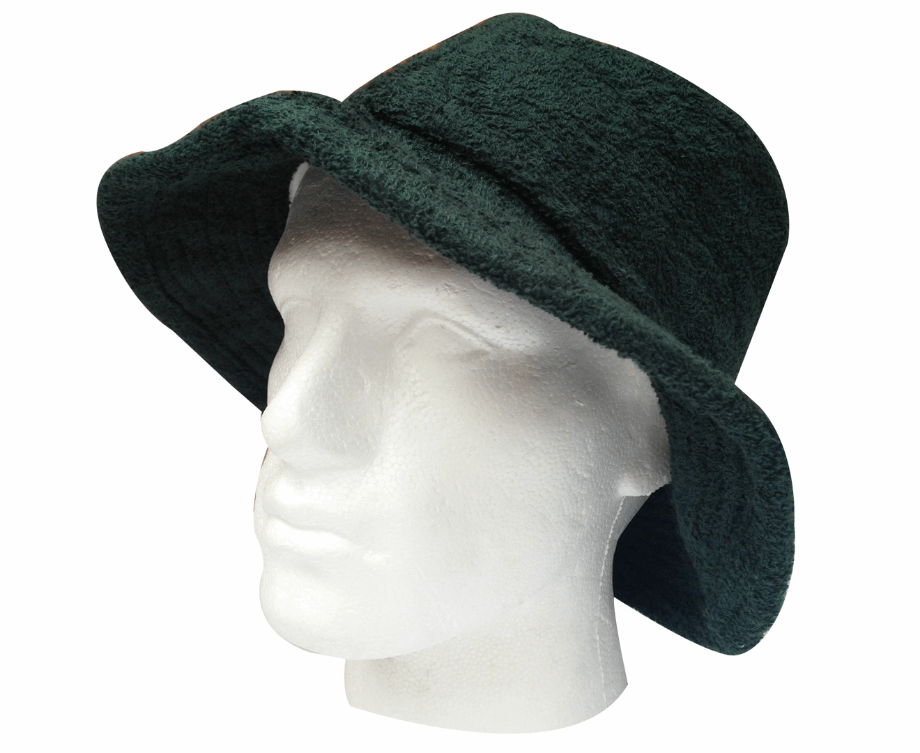 100% Cotton Terry Towelling Bucket Hat Daggy Fishing Camping Lad Cap in Bottle Green - XXL