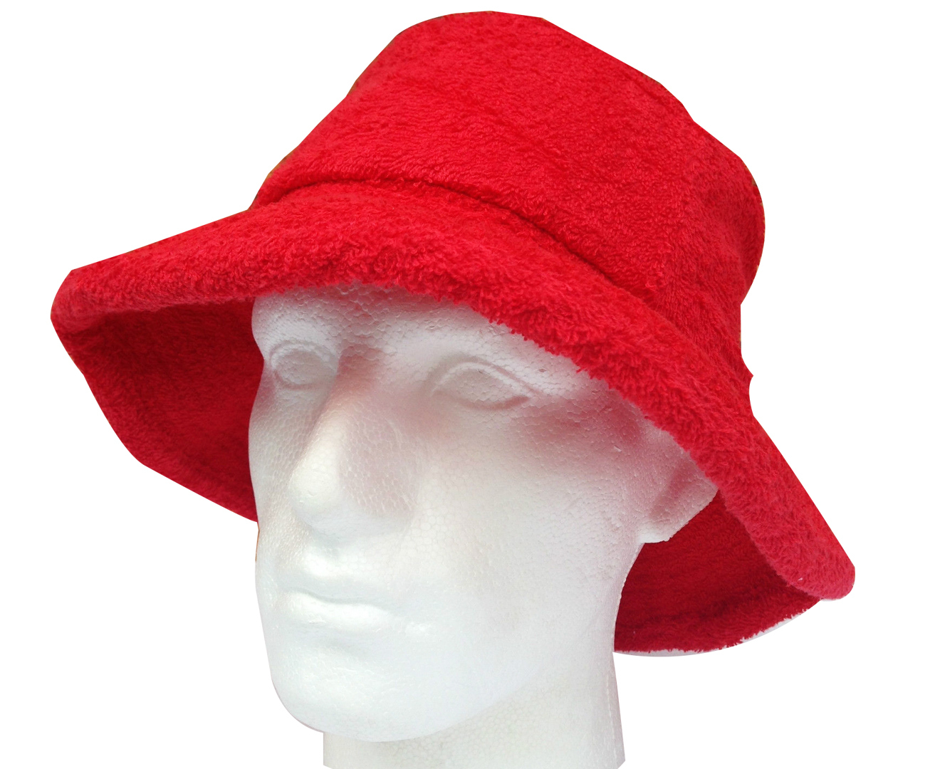 100% Cotton Terry Towelling Bucket Hat Daggy Fishing Camping Lad Cap in Red - X-Large