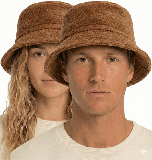 100% Cotton Terry Towelling Bucket Hat Daggy Fishing Camping Lad Cap in Tan Brown - XXL