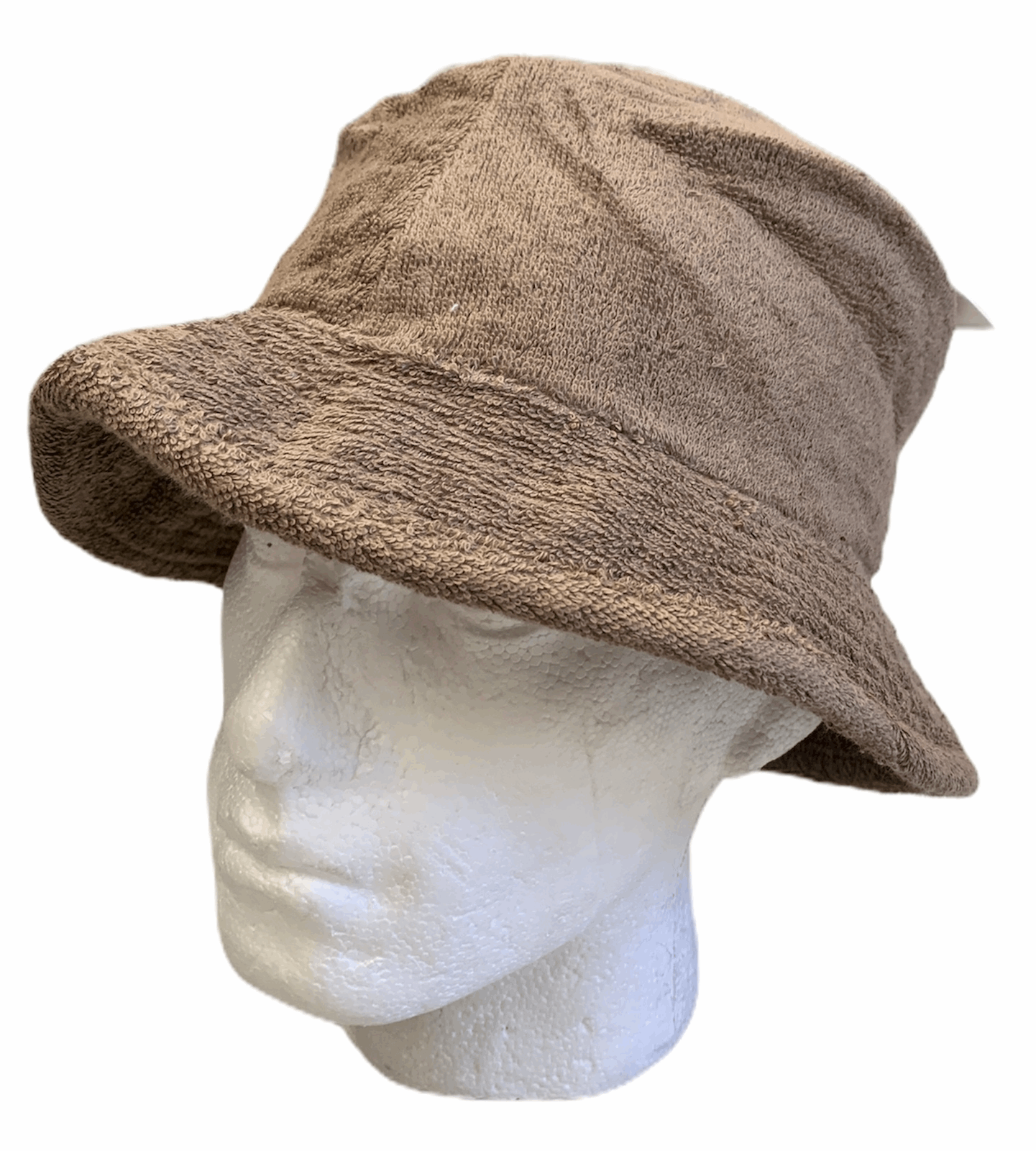 Stingy Brim Terry Towelling Bucket Hat Daggy Fishing Camping Lad Cap 100% COTTON - Khaki - L/XL
