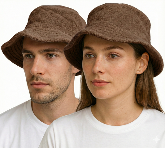 Stingy Brim Terry Towelling Bucket Hat Daggy Fishing Camping Lad Cap 100% COTTON - Khaki - S/M