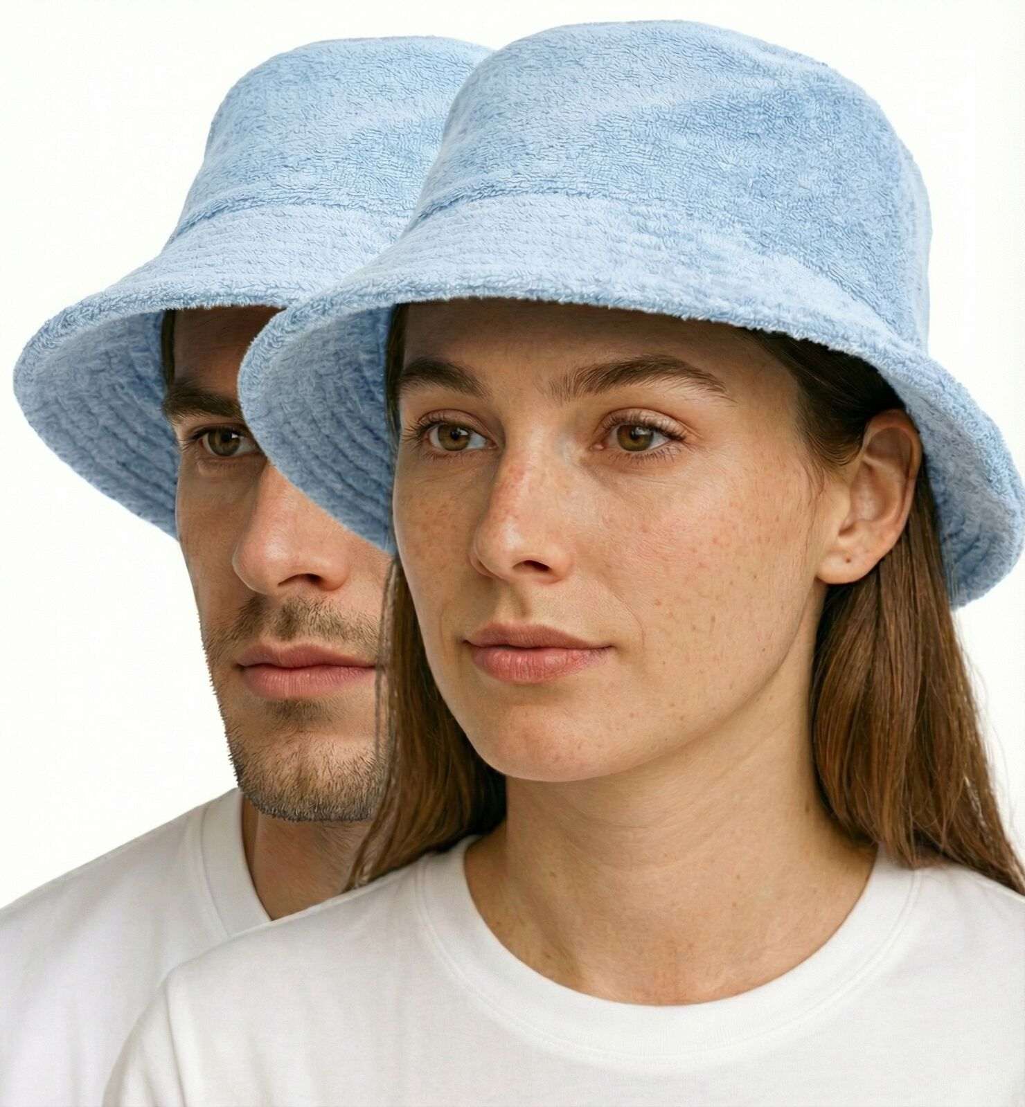 Stingy Brim Terry Towelling Bucket Hat Daggy Fishing Camping Lad Cap 100% COTTON - Sky Blue - S/M