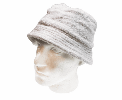 Stingy Brim Terry Towelling Bucket Hat Daggy Fishing Camping Lad Cap 100% COTTON - White - L/XL