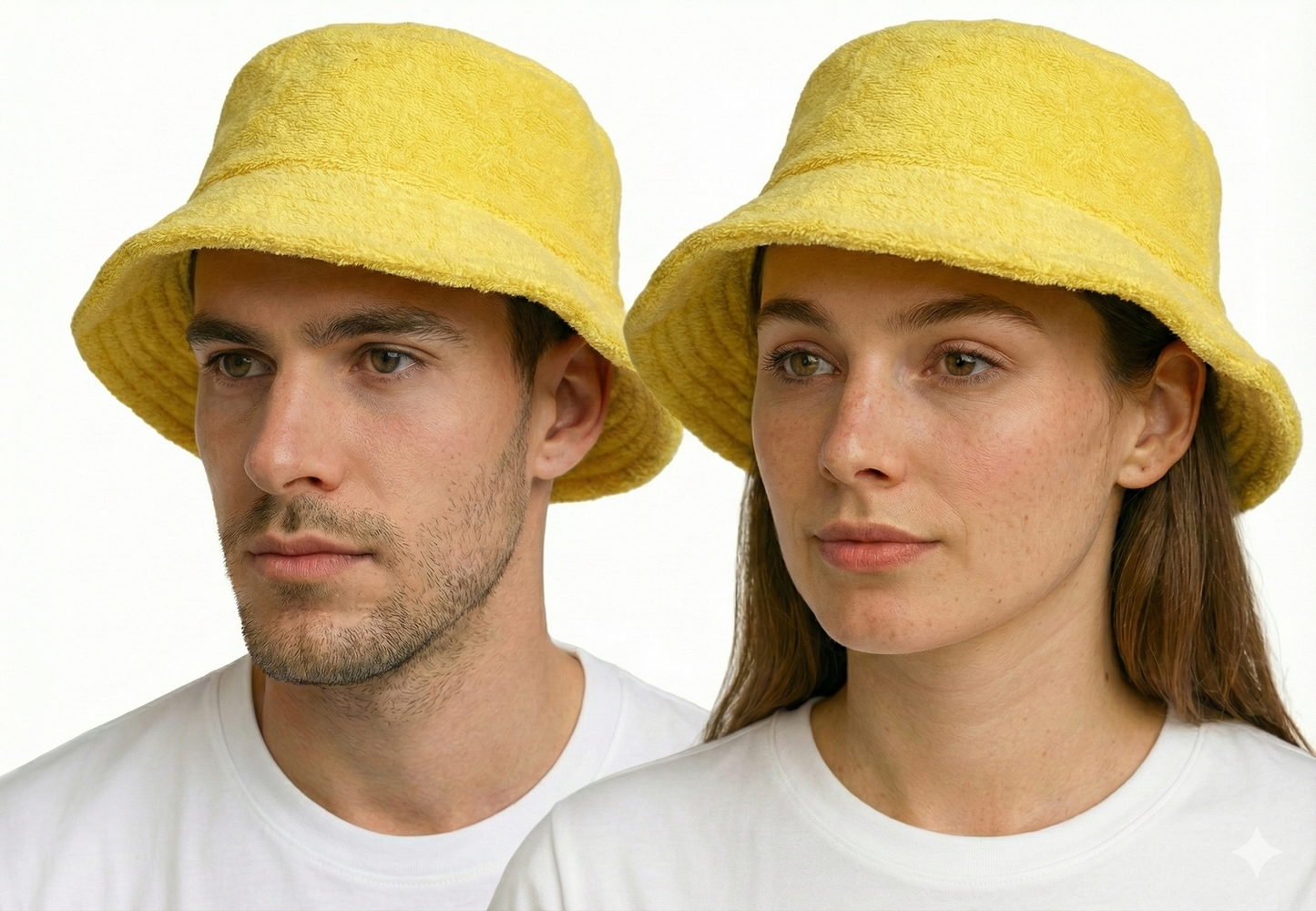 Stingy Brim Terry Towelling Bucket Hat Daggy Fishing Camping Lad Cap 100% COTTON - Yellow - L/XL