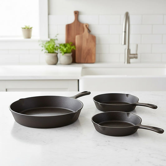 Randy & Travis 3-Piece Pre-Seasoned Cast Iron Skillet Set