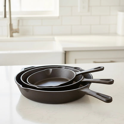 Randy & Travis 3-Piece Pre-Seasoned Cast Iron Skillet Set