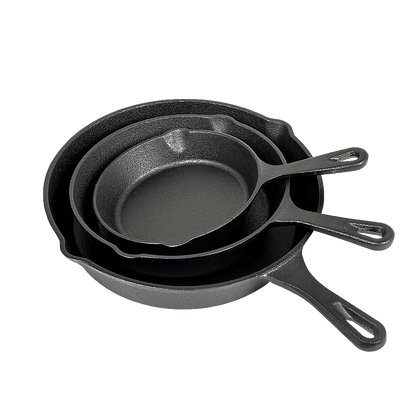 Pre Seasoned Cast Iron Skillet Fry Pan Set 3 Pcs Frying Pan Set