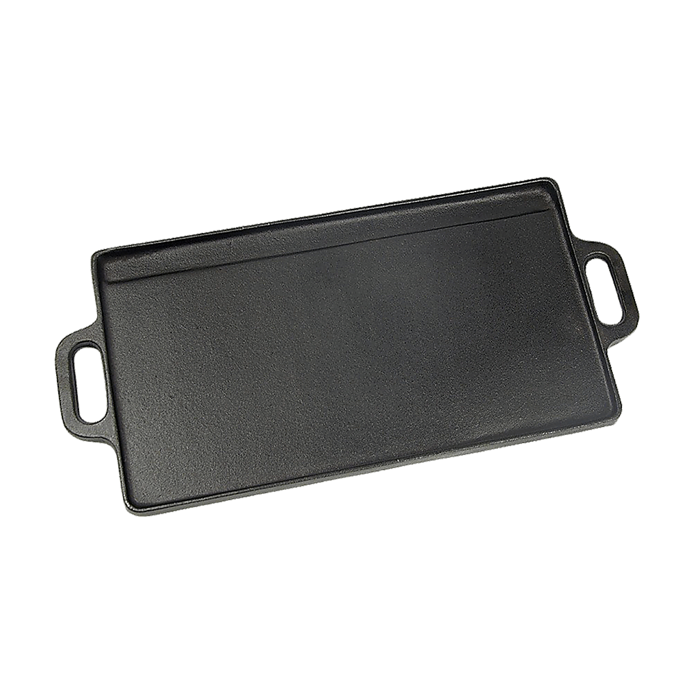 46x22 cm Cast Iron Reversible Griddle Plate BBQ Hob Cooking Grill Pan