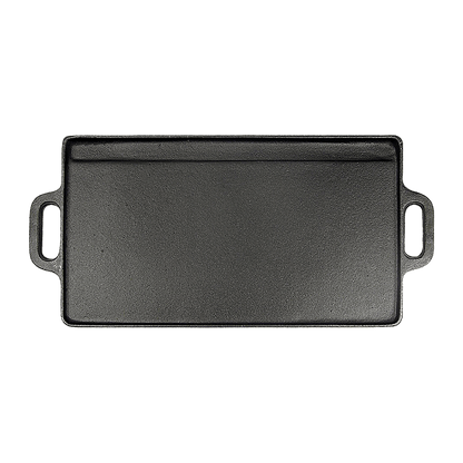 46x22 cm Cast Iron Reversible Griddle Plate BBQ Hob Cooking Grill Pan