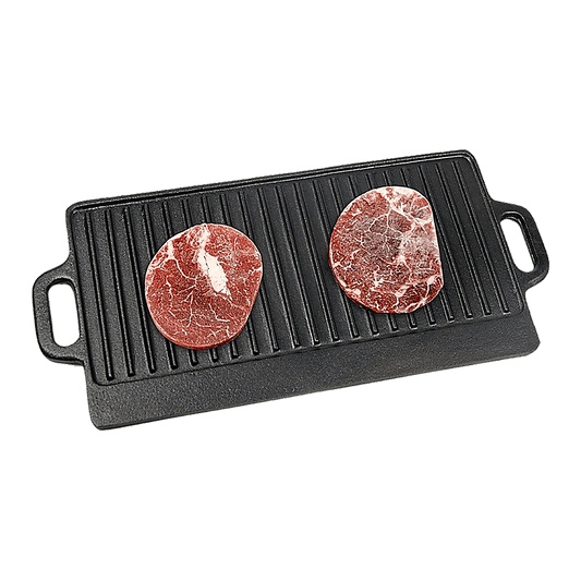 46x22 cm Cast Iron Reversible Griddle Plate BBQ Hob Cooking Grill Pan