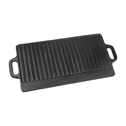 46x22 cm Cast Iron Reversible Griddle Plate BBQ Hob Cooking Grill Pan