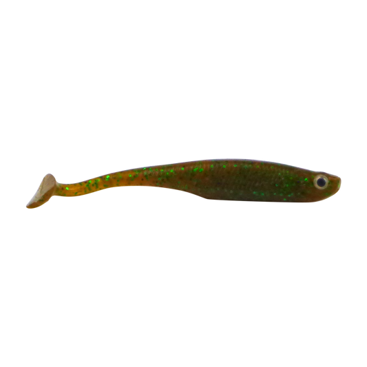 Swimerz Soft Shad 100mm Paddle Tail lure, Green Pumpkin, 6 pack