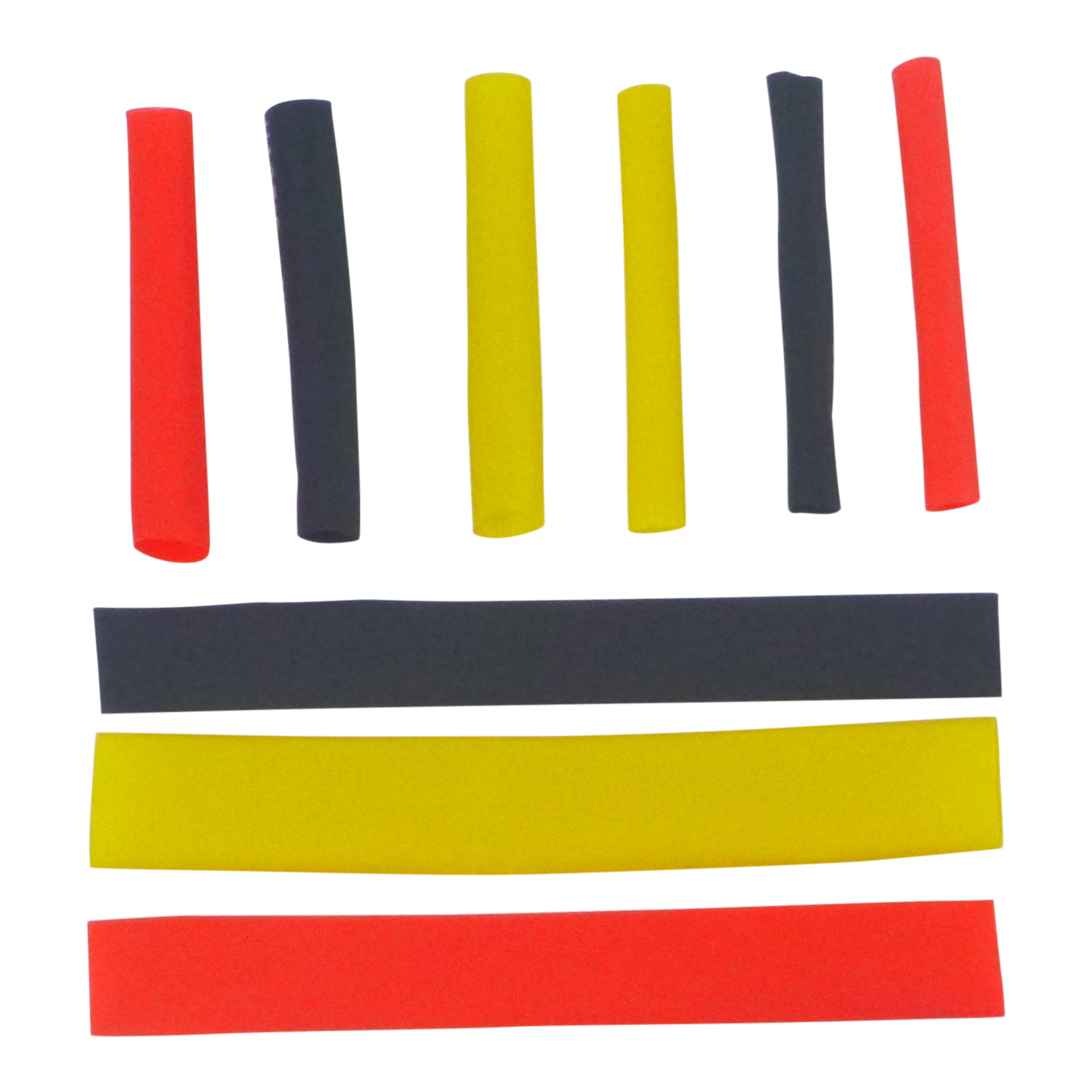 Swimerz Assist Hook Sleeves, 6mm Shrink Tube, Black, Yellow & Red, 50mm. Qty 45.