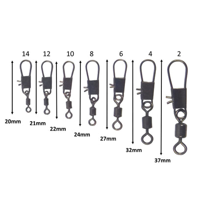 Swimerz Rolling Swivel w Interlock Snap, Size 8, 45 pack