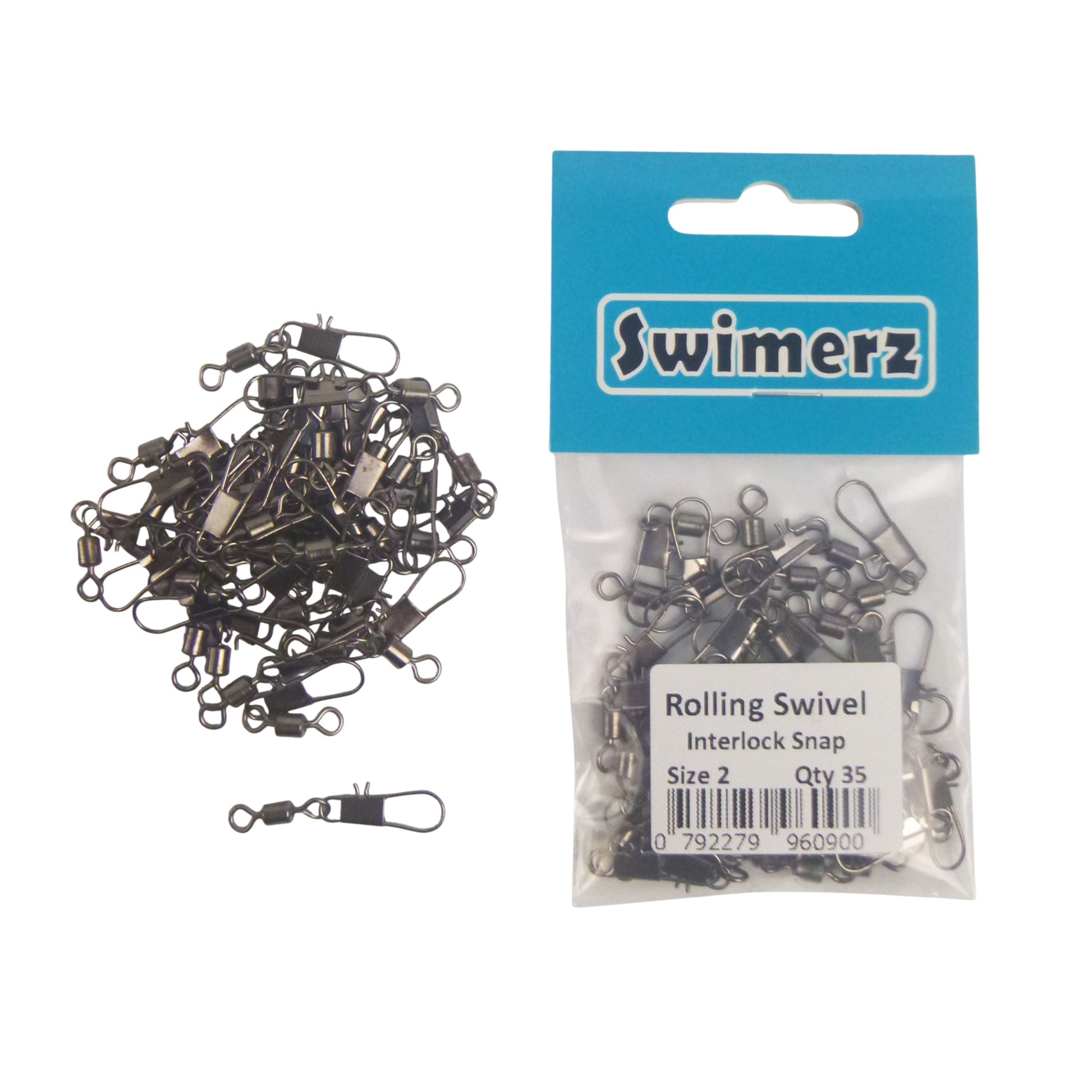 Swimerz Rolling Swivel w Interlock Snap, Size 2, 35 pack