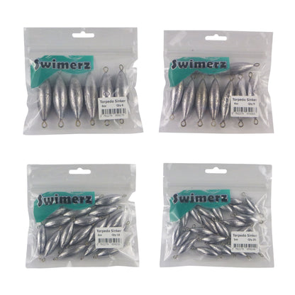 Swimerz Bulk Pack Torpedo Trolling Sinker, 4 sizes, Qty 58