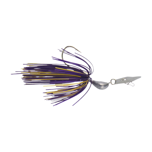 Dekoi 7gm Bladed Swim Jig, Chatterbait, Purple Gold, 2 pack