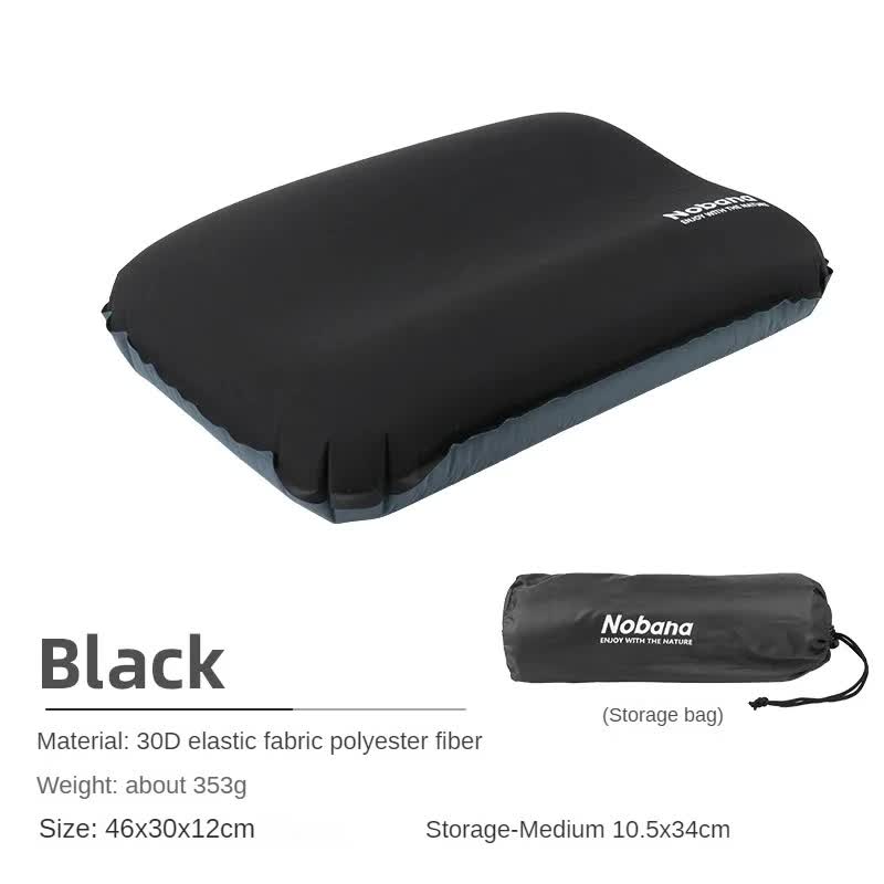Black Self Inflating 3D Outdoor Sponge Pillow