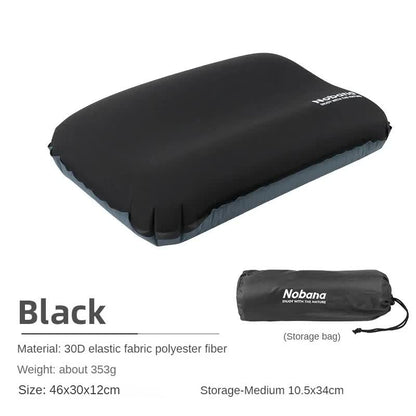 Black Self Inflating 3D Outdoor Sponge Pillow