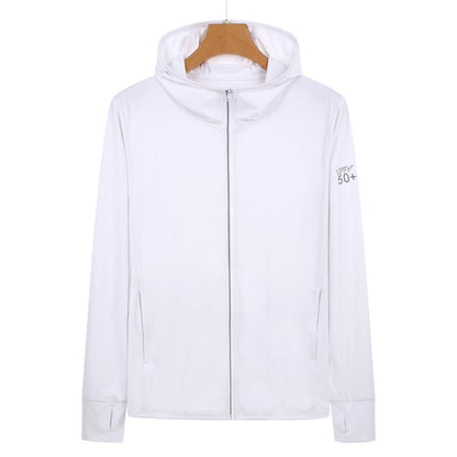 S White Long Sleeve UV Protection Summer Breathable Knitted Ice Silk Outdoor Sun Protection Clothing - Unisex Thin Sunscreen Shirt