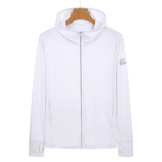 S White Long Sleeve UV Protection Summer Breathable Knitted Ice Silk Outdoor Sun Protection Clothing - Unisex Thin Sunscreen Shirt