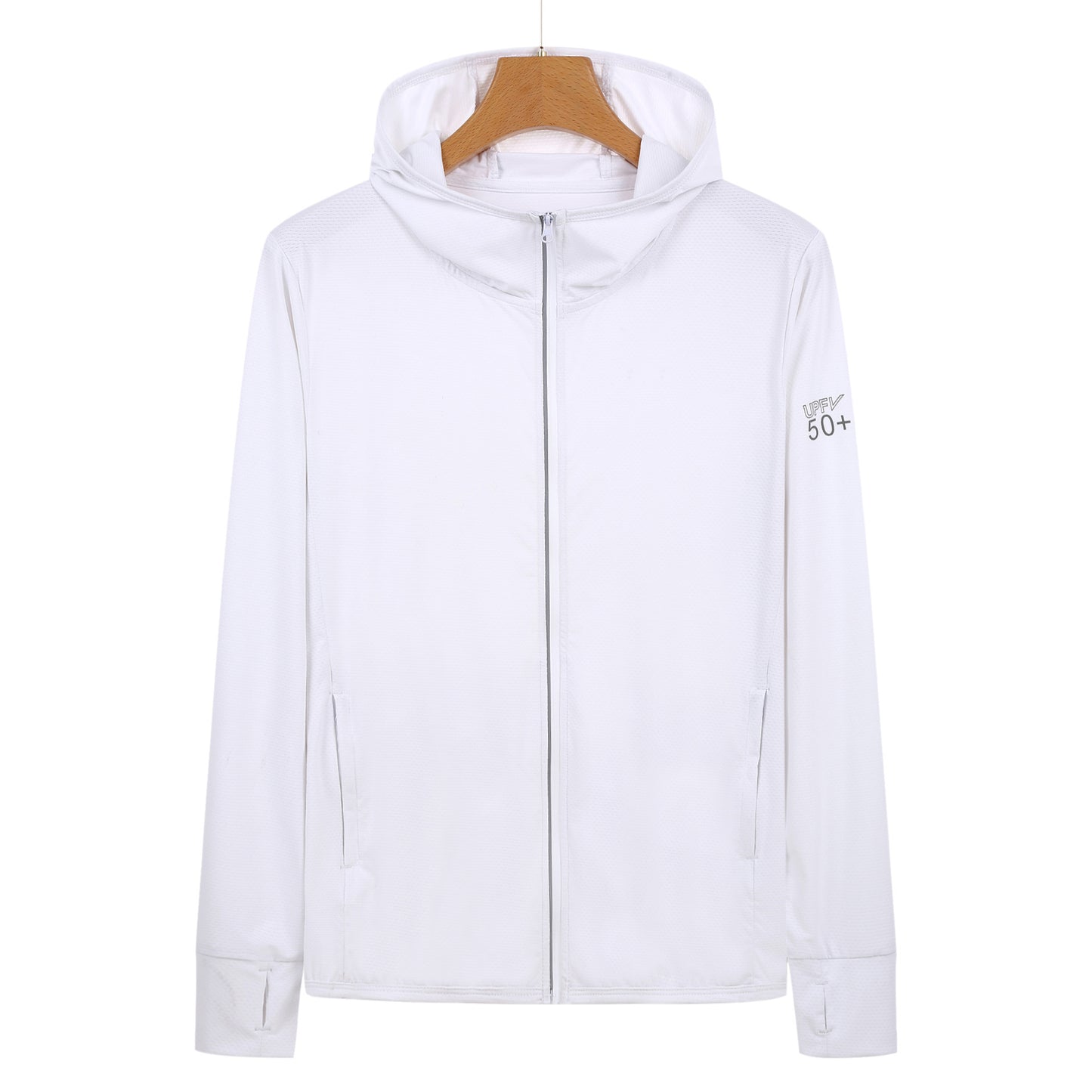 M White Long Sleeve UV Protection Summer Breathable Knitted Ice Silk Outdoor Sun Protection Clothing - Unisex Thin Sunscreen Shirt