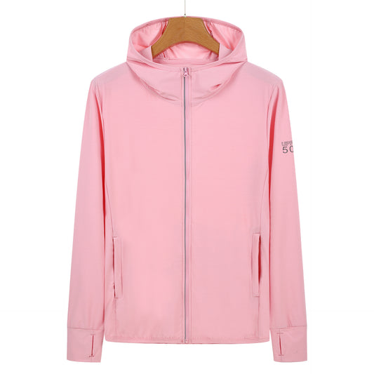 M Pink Long Sleeve UV Protection Summer Breathable Knitted Ice Silk Outdoor Sun Protection Clothing - Unisex Thin Sunscreen Shirt