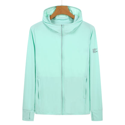 S Green Long Sleeve UV Protection Summer Breathable Knitted Ice Silk Outdoor Sun Protection Clothing - Unisex Thin Sunscreen Shirt