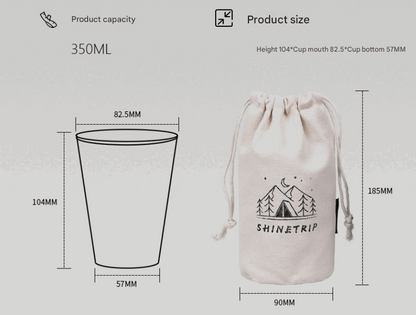 Green 304 Stainless Steel Camping Cup - 350ml Outdoor Drinkware(Set of 4 with Bag)