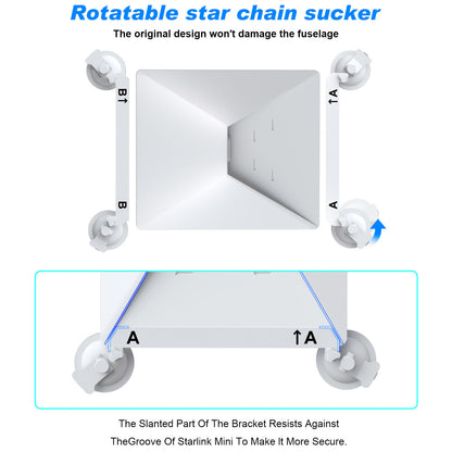 White Heavy-Duty Suction Cup Mount for Starlink Mini - All-Weather Car, RV & Boat Bracket