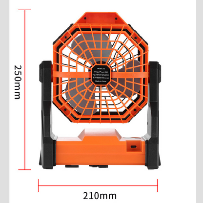 Black Portable Outdoor Camping Fan with LED Light - Rechargeable USB Tent Fan for Australia