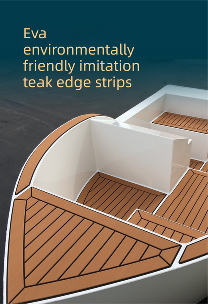 EVA Faux Teak Boat Flooring Border Trim Self Adhesive Marine Decking Strip Non Slip Foam Sheet for Yacht Caravan RV (Light Grey & Black, 240cm x 5.7cm)