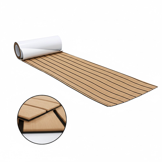 EVA Faux Teak Boat Flooring Sheet 240x45cm Light Brown