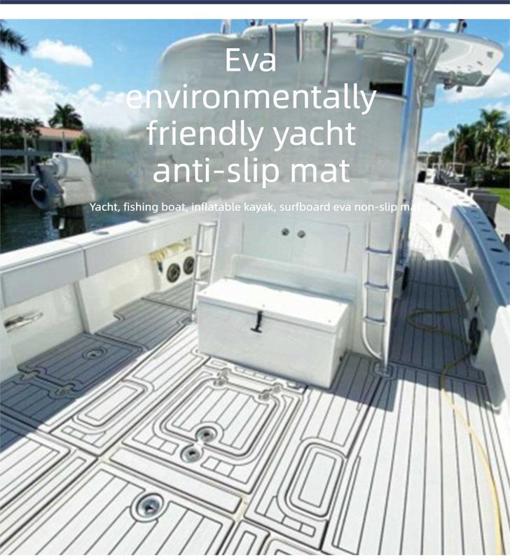 EVA Faux Teak Boat Flooring Sheet Marine Decking Mat Self Adhesive Non Slip Foam for Yacht Caravan & RV (Dark Grey & Black, 240cm x 45cm)
