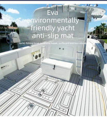 EVA Faux Teak Boat Flooring Sheet Marine Decking Mat Self Adhesive Non Slip Foam for Yacht Caravan & RV (Dark Grey & Black, 240cm x 45cm)