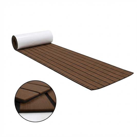 EVA Faux Teak Boat Flooring Sheet 240x45cm Dark Brown