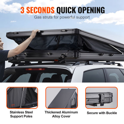 VEVOR Hard Shell Rooftop Tent | 2–3 Person Waterproof Car Tent w/ Ladder