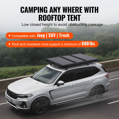 VEVOR Hard Shell Rooftop Tent | 2–3 Person Waterproof Car Tent w/ Ladder