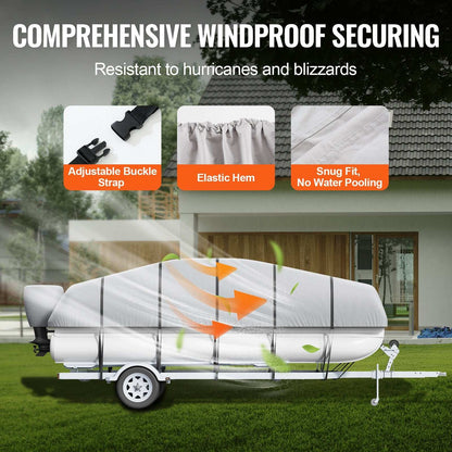 VEVOR Pontoon Boat Cover 800D Waterproof Trailerable 19-20 ft with Storage Bag