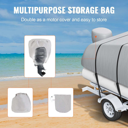 VEVOR Pontoon Boat Cover 800D Waterproof Trailerable 19-20 ft with Storage Bag