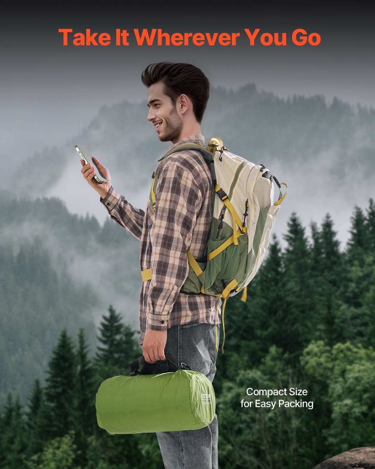 VEVOR Camping Blanket 2 m x 1.5 m Wearable Warm Stadium Blanket Army Green